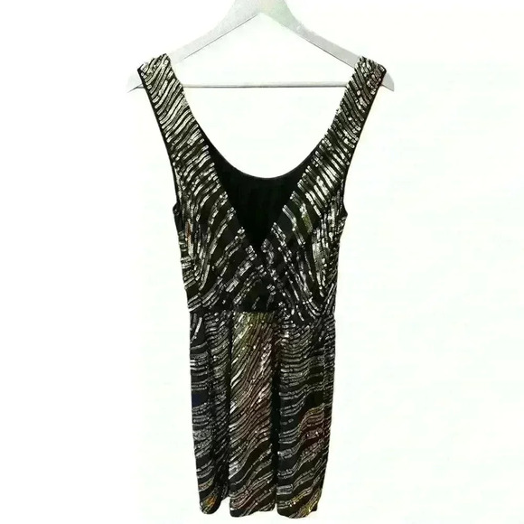 Express Black & Gold Sequin Sleeveless Dress Small - Picture 1 of 8